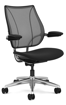 Ergolab Liberty Adj arms polished aluminium frame black seat